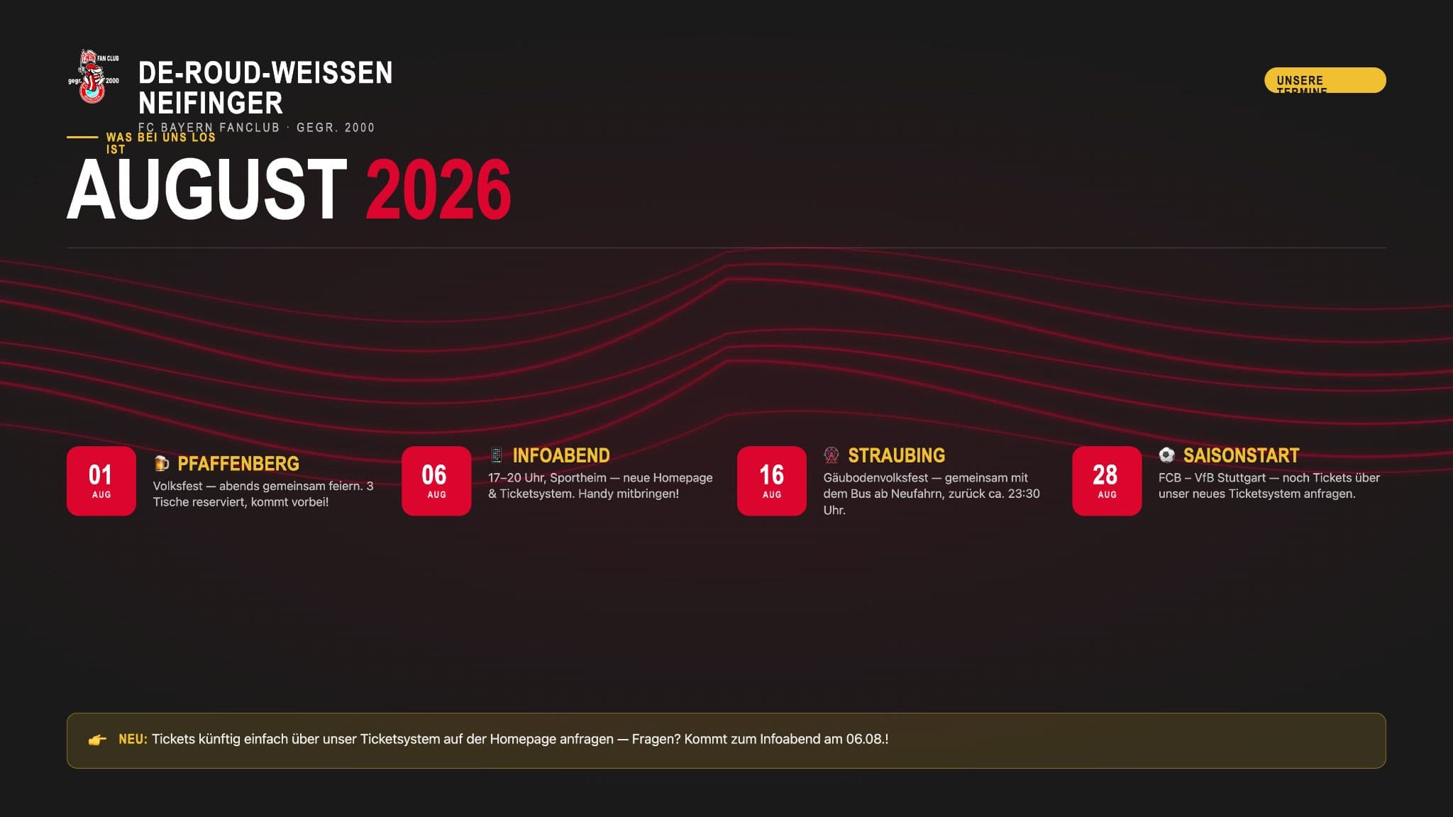 Infoabend, Volksfest & Saisonbeginn