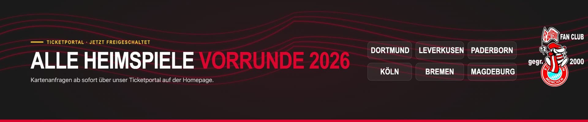 Freischaltung aller Heimspiele der Vorrunde 2026.